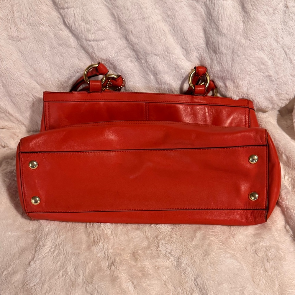Coach Dark Orange Leather Tote Bag - Picture 6 of 7